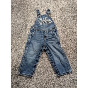 Oshkosh B Gosh Baby Overalls 6M Blue Denim Big Logo Y2k Vintage 18mo